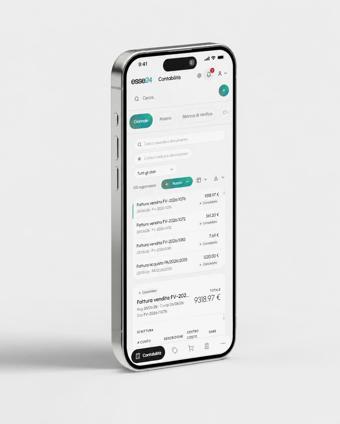 Contabilità esse24 consultata da telefono