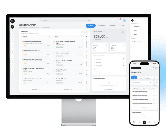 onSuite - cruscotto attività su desktop e smartphone