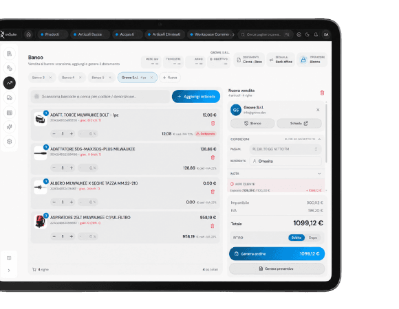 onSuite - vendita al banco su tablet