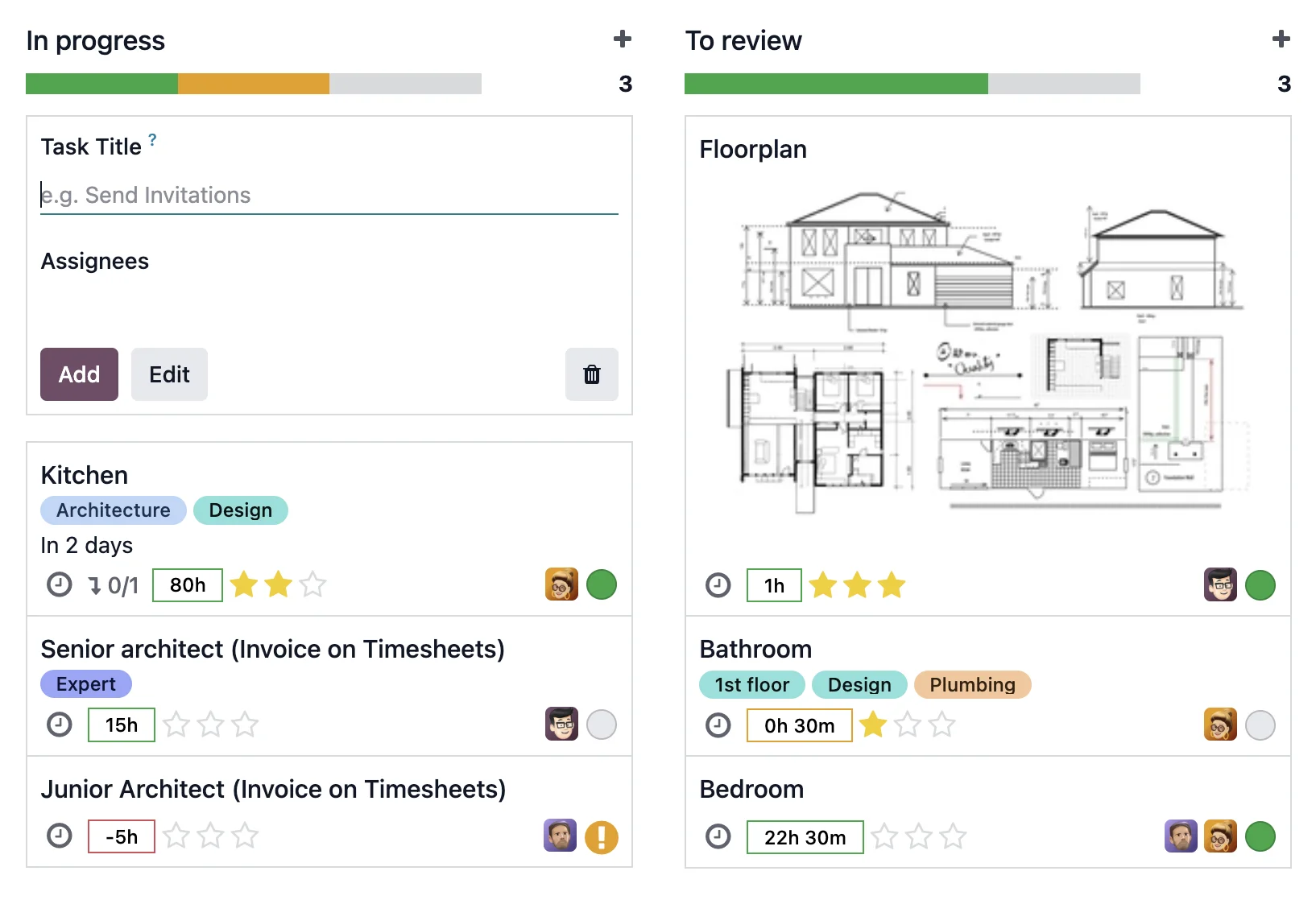 Kanban progetti in Odoo